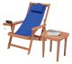 Canvas Sling Chair w/Beverage Holder & End Table - Walnut, Blue